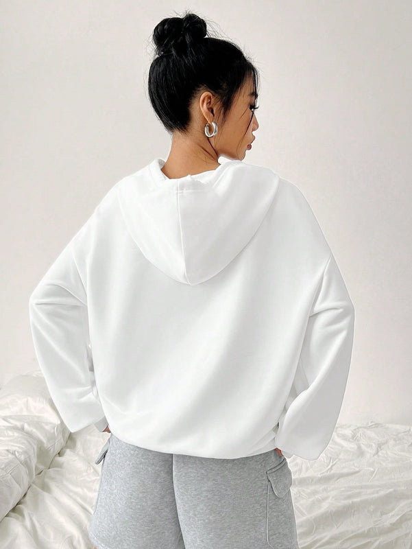Essnce sudadera holgada con capucha, de manga larga, con estampado minimalista casual para mujer, otono/invierno