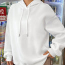 Ezwear sudadera holgada con capucha y estampado grafico cristiano "amar como jesus" con cara sonriente y texto para mujer