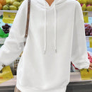 Ezwear sudadera holgada con capucha y estampado grafico cristiano "amar como jesus" con cara sonriente y texto para mujer