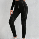 Essnce Pantalones Largos Entallados Con Cremallera Y Costuras En Relieve Para Damas