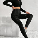 Essnce Pantalones Largos Entallados Con Cremallera Y Costuras En Relieve Para Damas