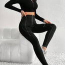 Essnce Pantalones Largos Entallados Con Cremallera Y Costuras En Relieve Para Damas