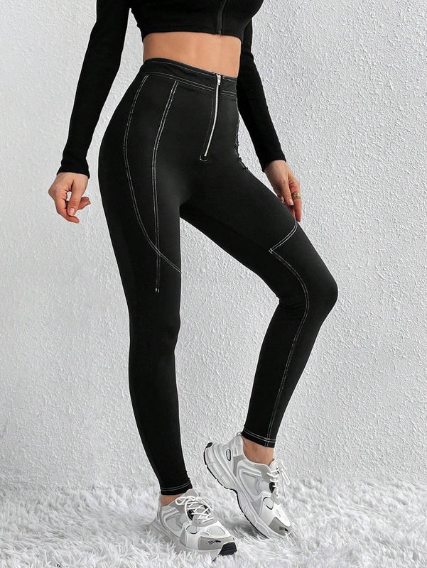 Essnce Pantalones Largos Entallados Con Cremallera Y Costuras En Relieve Para Damas