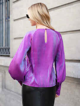 Prive Camisa De Manga De Linterna Para Mujer Con Cuello Calado