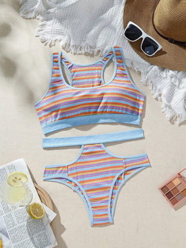 Juego De Ropa Interior De Mujer Con Rayas De Colores