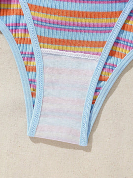 Juego De Ropa Interior De Mujer Con Rayas De Colores