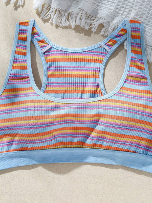 Juego De Ropa Interior De Mujer Con Rayas De Colores