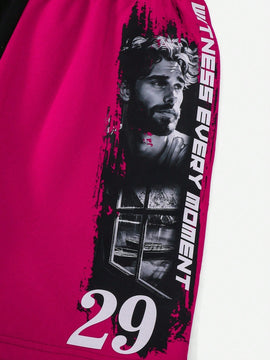 Coolane Shorts deportivos con estampado de letra de color combinado