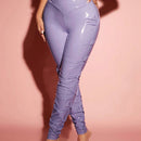 SXY Pantalones Apilados Largos De Color Purpura Ajustados Para Mujeres, Para El Ano Nuevo