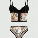 ROMWE Fairycore Conjunto De Ropa Interior De Mujer Con Estampado Floral (Brasier Y Tangas)