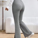 Essnce Pantalones Rectos De Pierna Recta Con Bloqueo De Color Y Dobladillo Dividido