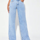 ICON Jeans con cremallera con diseno roto bajo con abertura de pierna ancha