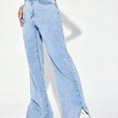ICON Jeans con cremallera con diseno roto bajo con abertura de pierna ancha
