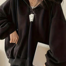 Ezwear sudadera con capucha casual de mujer con bordado de letras, para otono/invierno