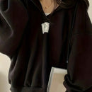 Ezwear sudadera con capucha casual de mujer con bordado de letras, para otono/invierno