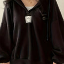 Ezwear sudadera con capucha casual de mujer con bordado de letras, para otono/invierno
