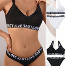 Conjunto De Brasier Y Panty De Tirantes Elastico Con Patron De Letras Para Mujeres