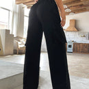 Pantalones Rectos De Trabajo Con Bolsillo De Solapa Y Aplique De Letra