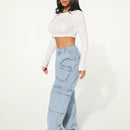SXY Jeans cargo con bolsillo con solapa