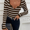 Clasi Sueter Casual De Rayas Para Mujeres