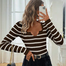 Clasi Sueter Casual De Rayas Para Mujeres