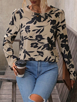 LUNE Camisa De Malla Con Bordado Y Estampado Floral Para Mujer