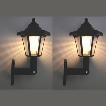 2 luces solares hexagonales para exterior, lámpara de pared LED con panel solar, farol retro, decoración de jardín, luz solar para calle