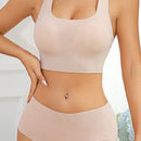 Conjunto De Sujetador Y Bragas Inalambricos Sin Costuras Para Mujer En Color Solido