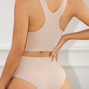 Conjunto De Sujetador Y Bragas Inalambricos Sin Costuras Para Mujer En Color Solido