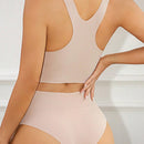 Conjunto De Sujetador Y Bragas Inalambricos Sin Costuras Para Mujer En Color Solido