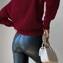 Cardigan casual de un solo botonadura de mangas largas y hombros caidos de unicolor para mujer, otono/invierno