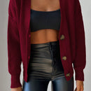 Cardigan casual de un solo botonadura de mangas largas y hombros caidos de unicolor para mujer, otono/invierno
