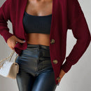 Cardigan casual de un solo botonadura de mangas largas y hombros caidos de unicolor para mujer, otono/invierno