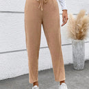 Pantalones Largos De Cintura Con Cordon De Color Solido Para Mujer