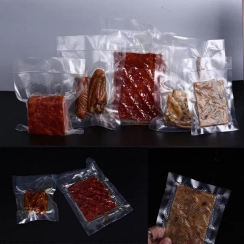 Bolsas de sellador de vacío para almacenamiento de alimentos - Mantén las comidas frescas con material PE duradero, rollos de 12/15/17/20/22/25/28cm x 500cm, diseño transparente para etiquetado fácil, bolsas de sellador de vacío para alimentos.