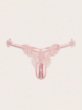 ROMWE Kawaii Tanga Adornada Con Forma De Mariposa De Encaje Para Mujer