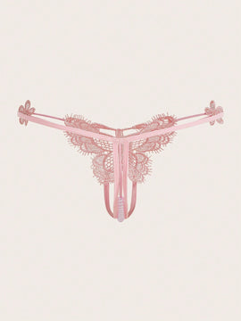 ROMWE Kawaii Tanga Adornada Con Forma De Mariposa De Encaje Para Mujer