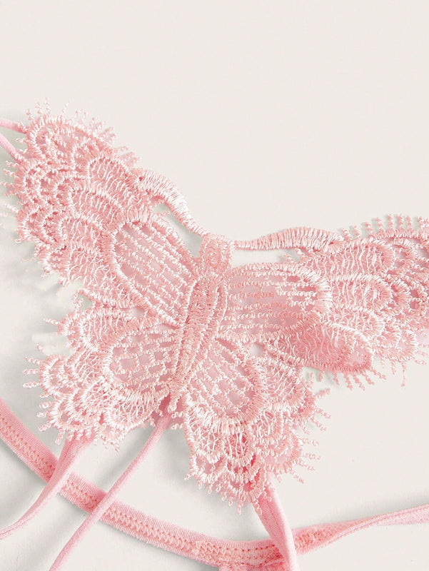ROMWE Kawaii Tanga Adornada Con Forma De Mariposa De Encaje Para Mujer