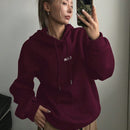 Dazy sudadera con capucha minimalista con estampado de letras para mujer, uso casual diario