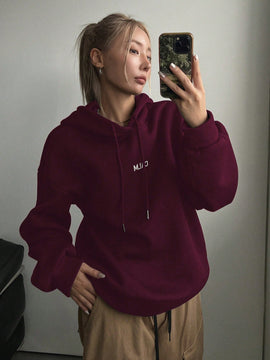Dazy sudadera con capucha minimalista con estampado de letras para mujer, uso casual diario