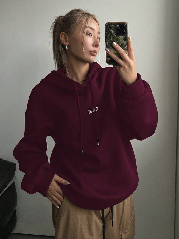 Dazy sudadera con capucha minimalista con estampado de letras para mujer, uso casual diario