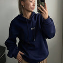Dazy sudadera con capucha minimalista con estampado de letras para mujer, uso casual diario