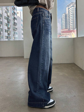 DAZY Jeans Lavados De Cintura Alta Y Pierna Ancha