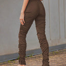 ICON Pantalones Delanteros Con Cremallera Fruncida Para Mujer