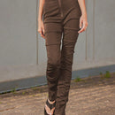 ICON Pantalones Delanteros Con Cremallera Fruncida Para Mujer