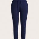 Pantalones Elasticos Skinny Con Rayas En Los Lados Y Detalle De Nudo En La Cintura Para Mujeres