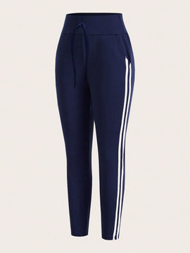 LUNE Pantalones Elasticos Skinny Con Rayas En Los Lados Y Detalle De Nudo En La Cintura Para Mujeres