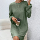 Essnce Vestido estilo camiseta unicolor tejido de canale de manga farol