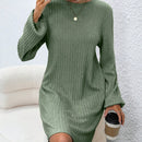 Essnce Vestido estilo camiseta unicolor tejido de canale de manga farol