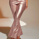 SXY Pantalones Acampanados De Pu Rosa